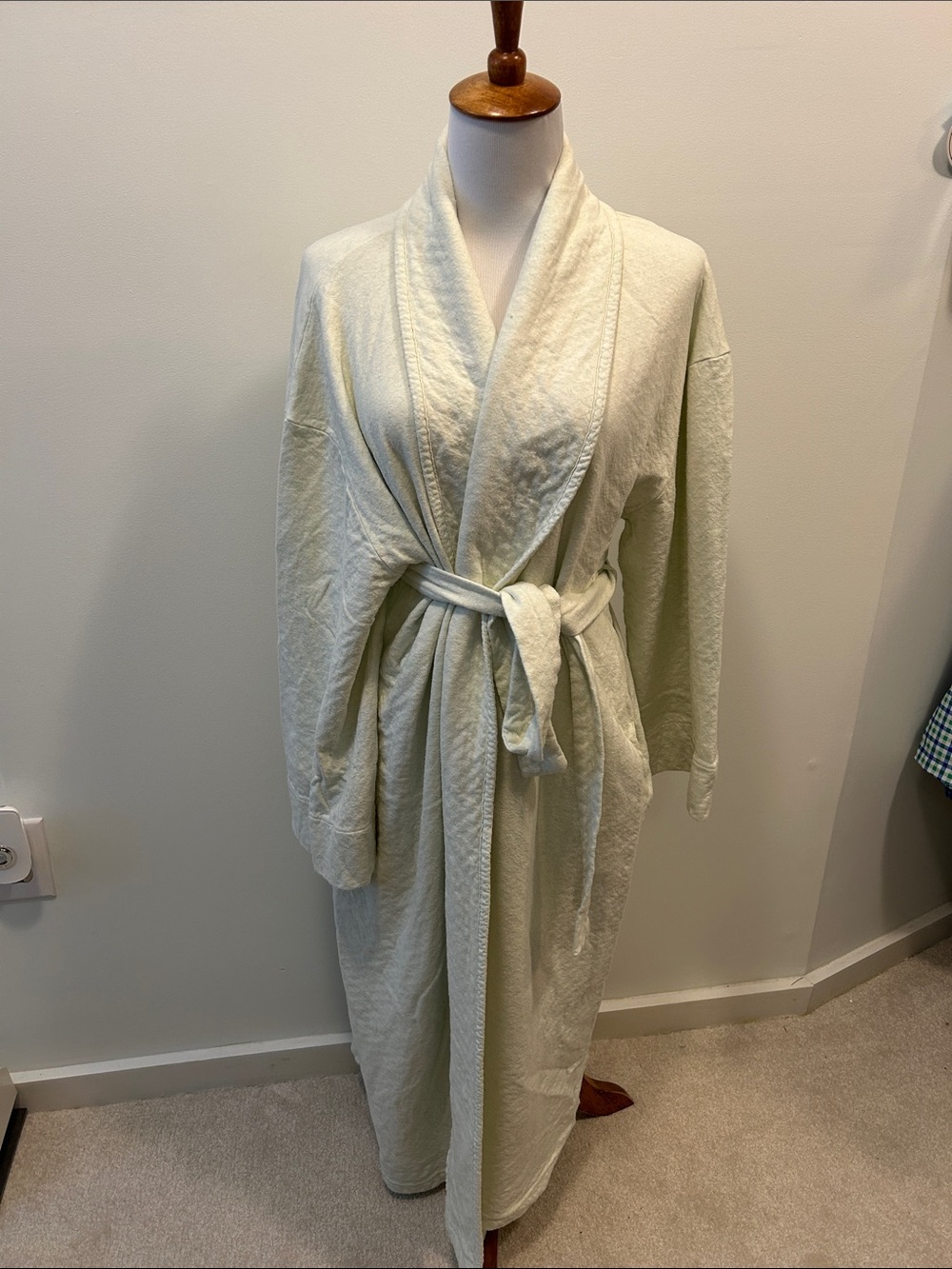 LLBean Soft Shawl-Collar Long Robe in Pale Sage